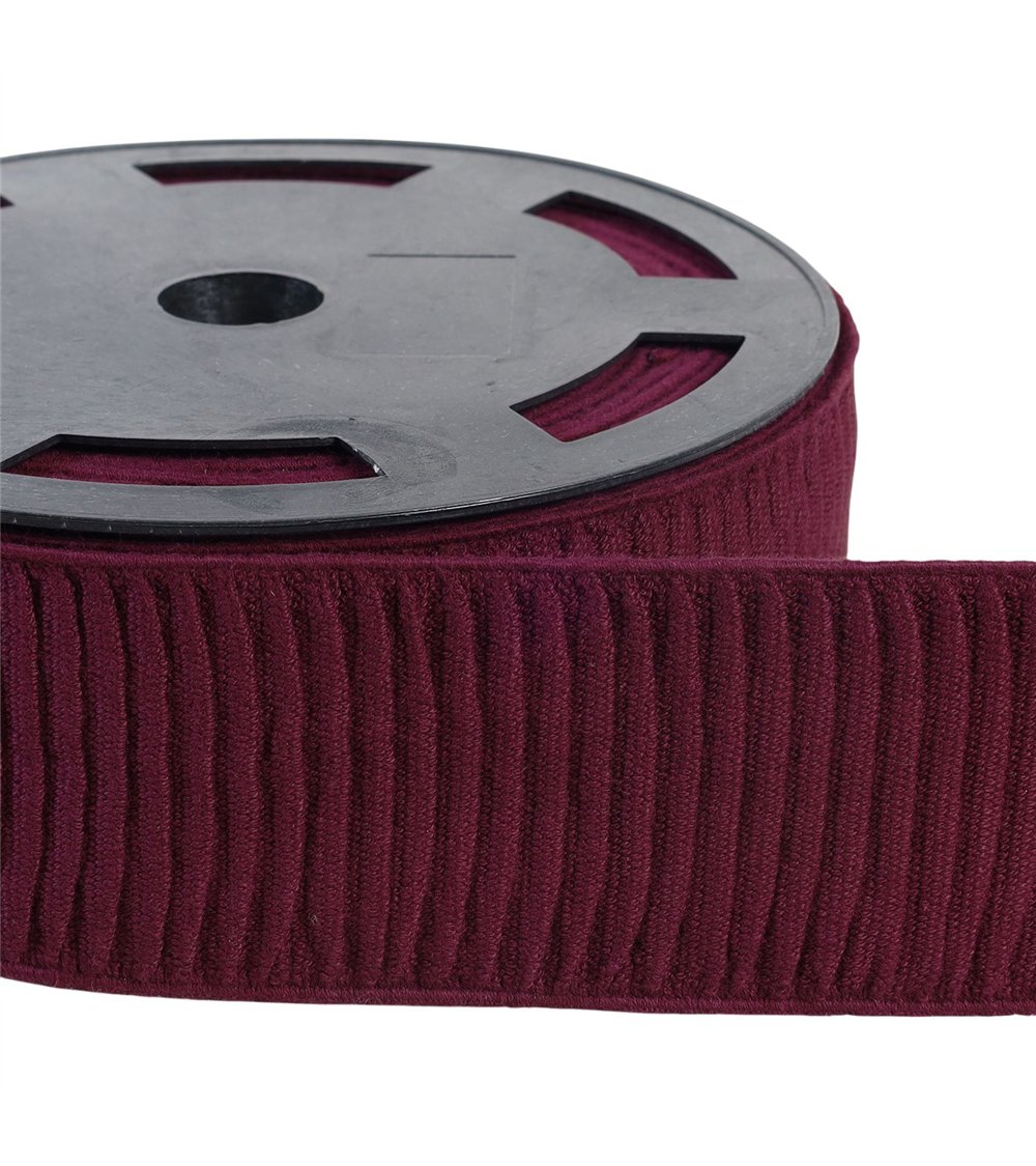 Bobine 10m élastique monte jupe coton 70mm prune