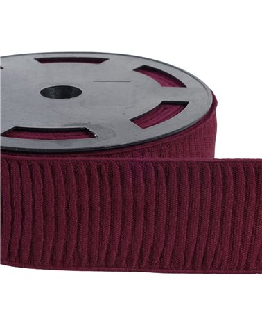 Bobine 10m élastique monte jupe coton 70mm prune