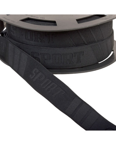 20m Rolle elastisches Sportgummiband geprägt 32mm schwarz