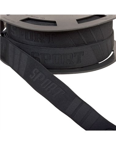 Bobine 20m élastique sport en relief 32mm noir