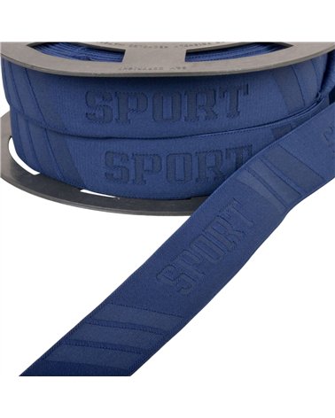 Bobine 20m élastique sport en relief 32mm bleu marine