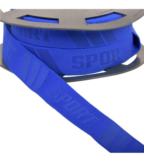 Bobine 20m élastique sport en relief 32mm bleu roi