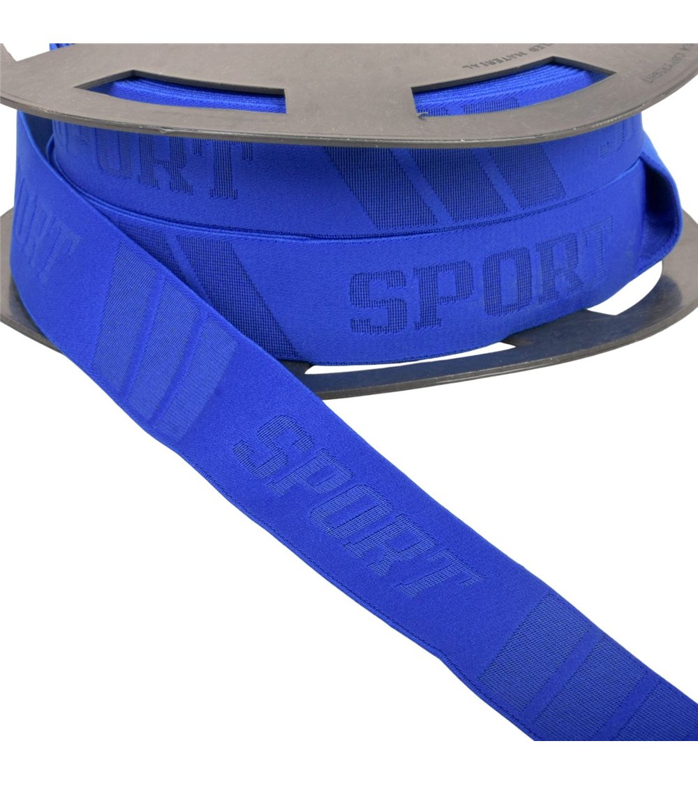 Bobine 20m élastique sport en relief 32mm bleu roi