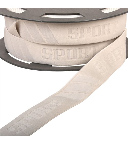 Bobine 20m élastique sport en relief 32mm beige