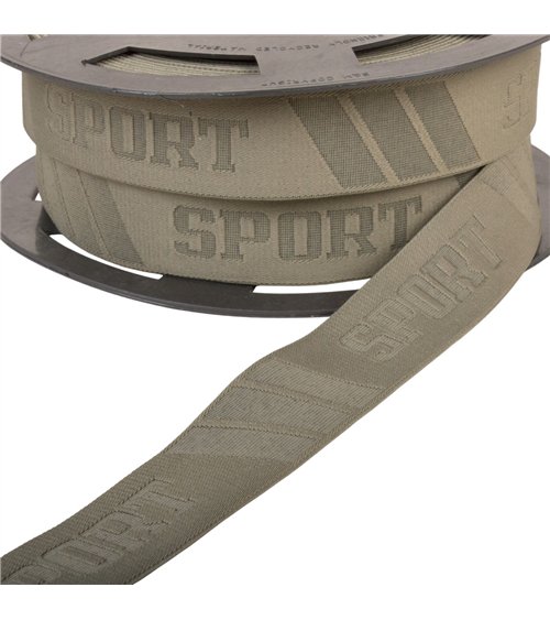 Bobine 20m élastique sport en relief 32mm marron