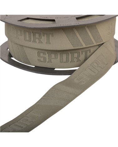 Bobine 20m élastique sport en relief 32mm marron