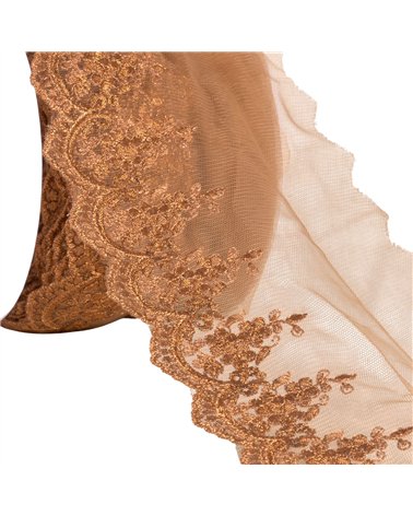 Bobine 18,8m broderie métallique sur tulle 120mm rouille