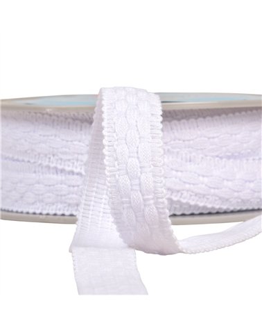 Bobine 15m lézarde surpiquée 19mm blanc
