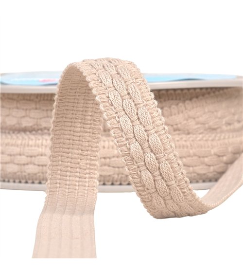 Bobine 15m lézarde surpiquée 19mm beige