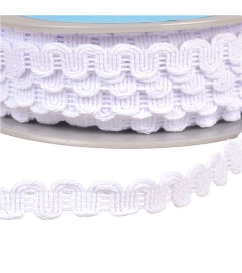 Bobine 25m galon vagues 15mm blanc