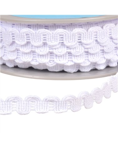 Bobine 25m galon vagues 15mm blanc