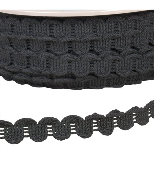 Bobine 25m galon vagues 15mm noir