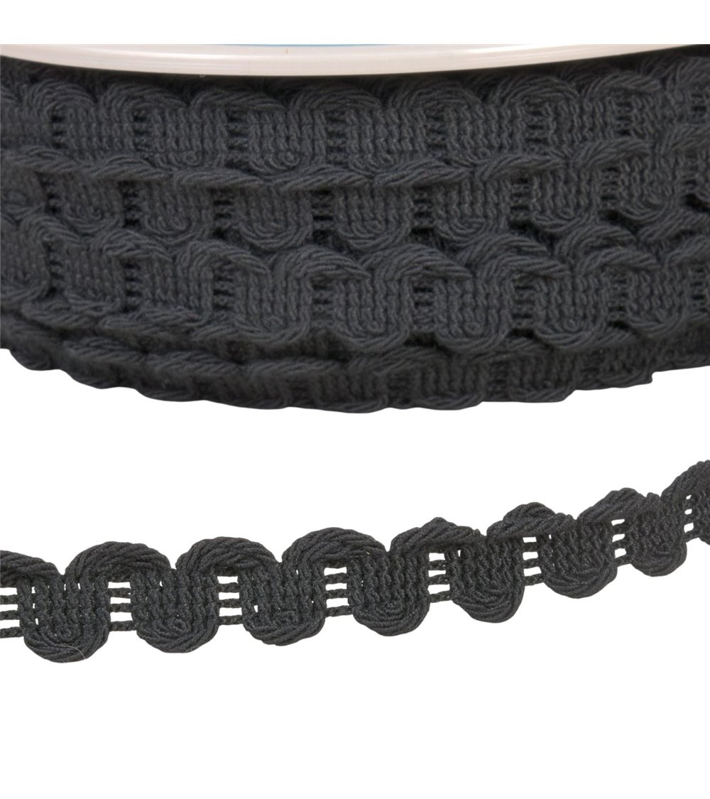 Bobine 25m galon vagues 15mm noir