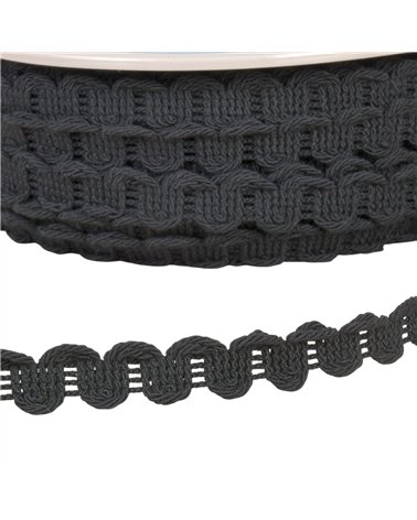 Bobine 25m galon vagues 15mm noir