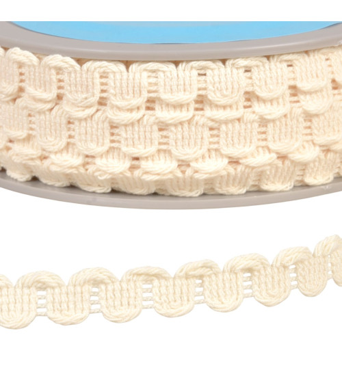 Bobina de 25m de trenza ondulada color crudo de 15mm