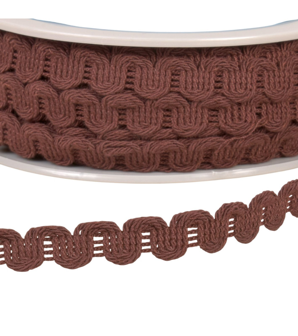 Carrete de 25m con trenza ondulada de 15mm marrón oscuro