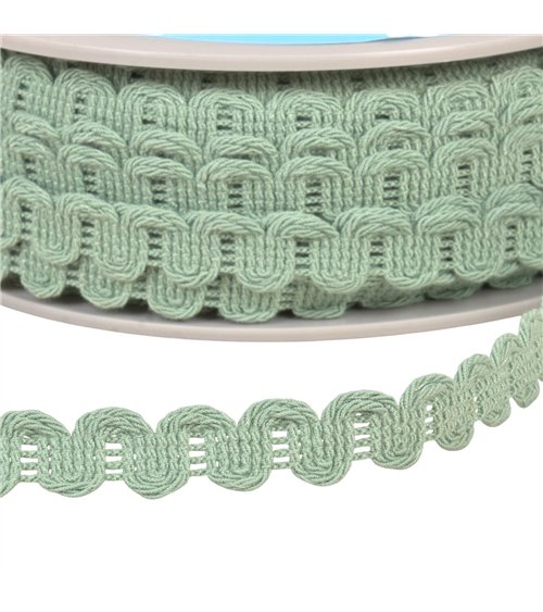 Bobine 25m galon vagues 15mm vert kaki clair