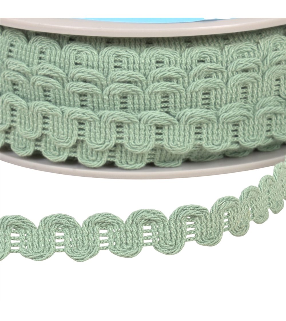 Bobine 25m galon vagues 15mm vert kaki clair