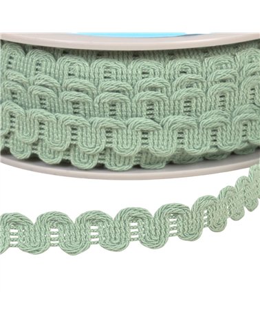Bobine 25m galon vagues 15mm vert kaki clair