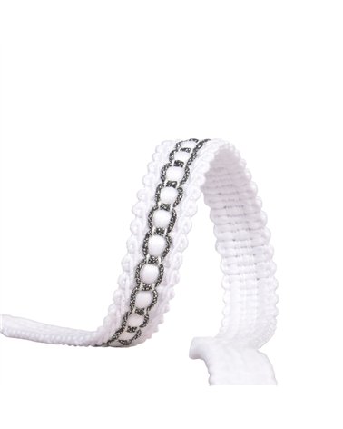 Bobine 25m galon avec bourdon métal 13mm blanc
