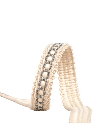 Bobina di treccia da 25 m con bordone in metallo beige da 13 mm