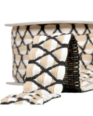 Bobina da 10 m di treccia bicolore a sei capi da 31 mm beige