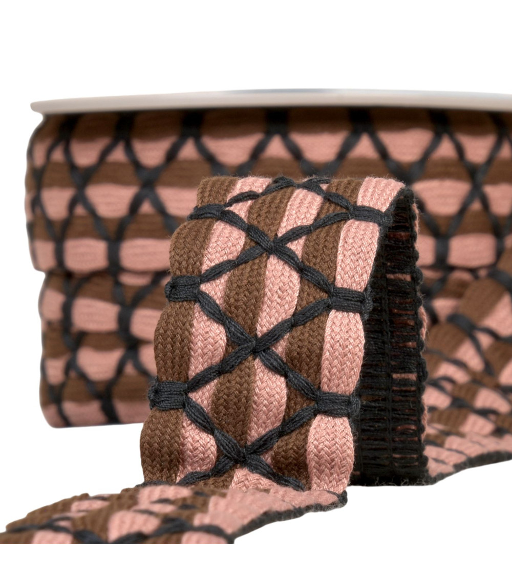 Bobina de 10m trenza bicolor seis hilos 31mm marrón