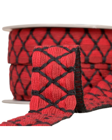 Bobina da 10 m di treccia bicolore sei capi da 31 mm bordeaux