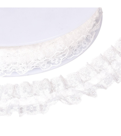 Bobina de 15m de 2 trenzas de encaje elástico 30mm blanco