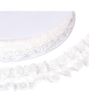 Bobina de 15m de 2 trenzas de encaje elástico 30mm blanco