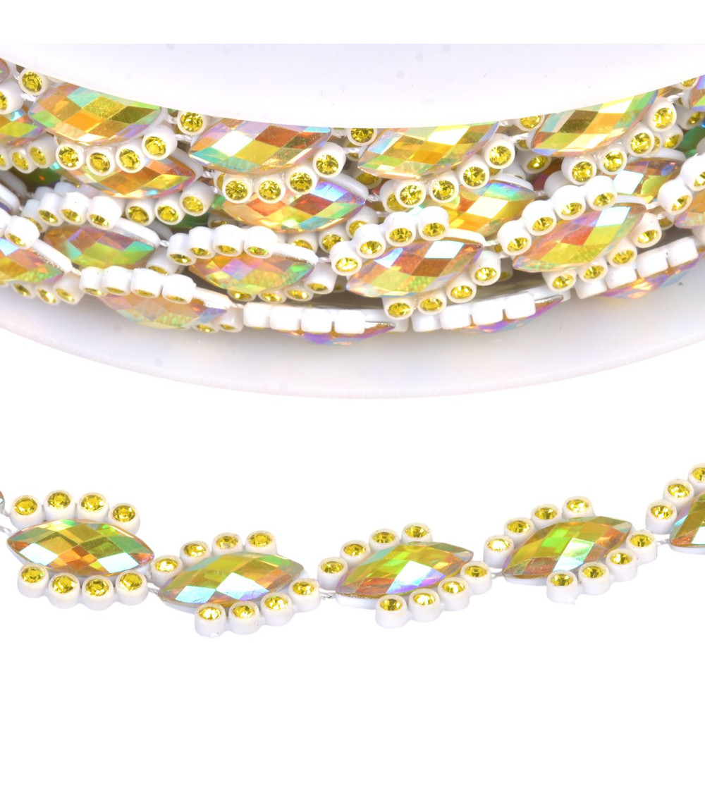 Bobina de 9 m de trenza joya de 14 mm, multicolor/fluorescente