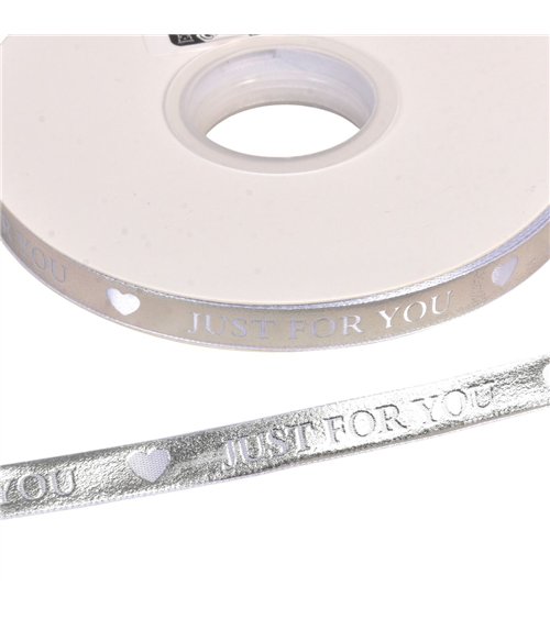Bobine 45m ruban à message "just for you" 10mm silver