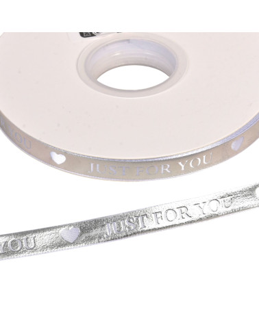 Bobina de 45m cinta mensaje "solo para ti" 10mm plata