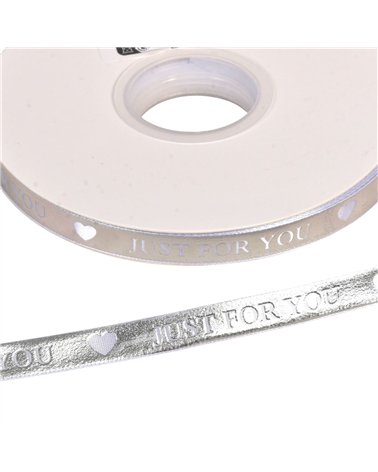 Bobine 45m ruban à message "just for you" 10mm silver