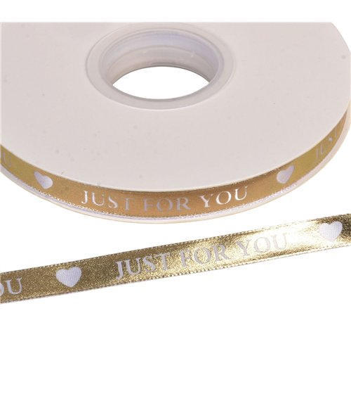Bobine 45m ruban à message "just for you" 10mm or