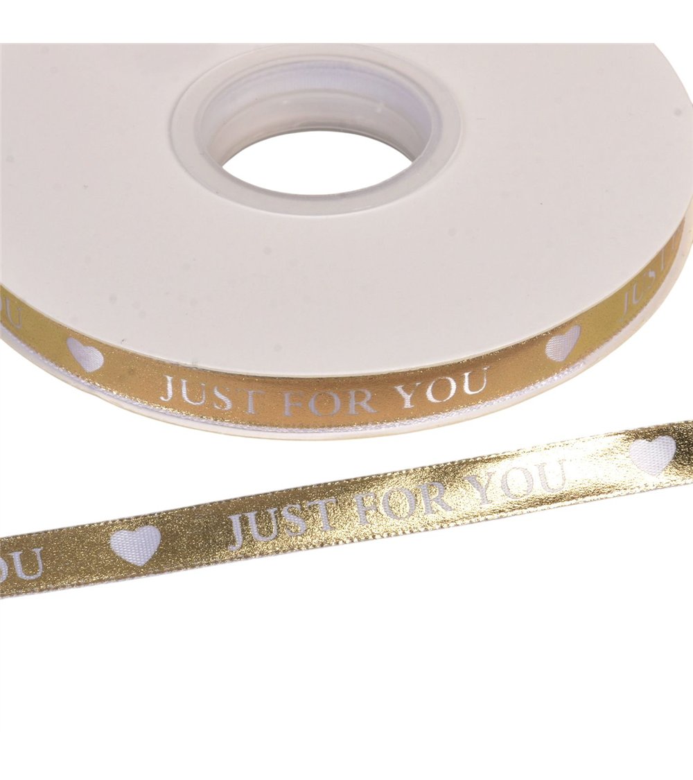 Bobine 45m ruban à message "just for you" 10mm or
