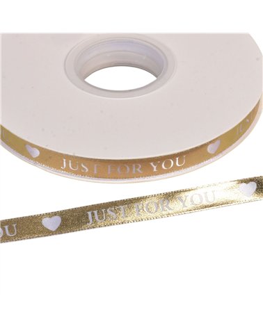 Bobine 45m ruban à message "just for you" 10mm or
