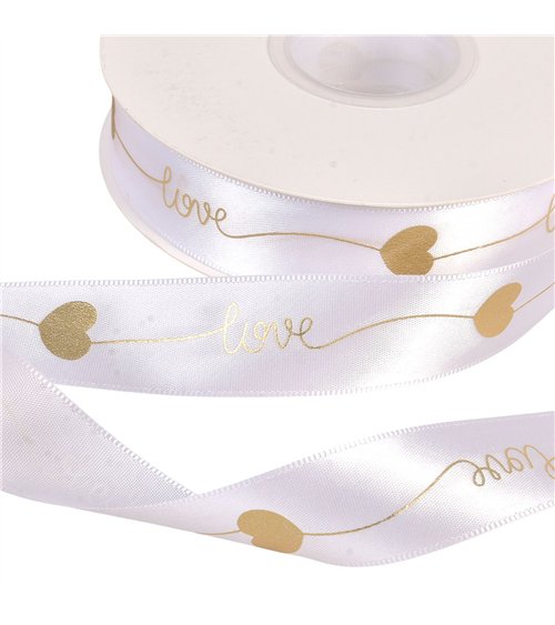 Bobine 45m ruban "love" 25mm blanc