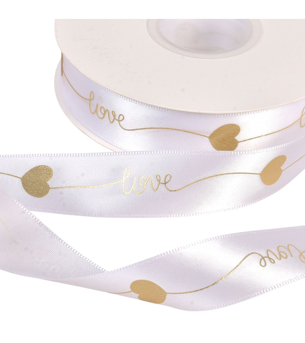 Bobina da 45m nastro "amore" da 25mm bianco