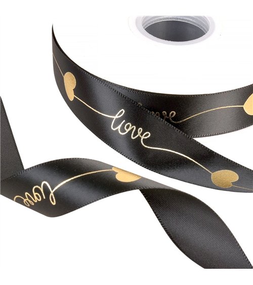 Bobine 45m ruban "love" 25mm noir