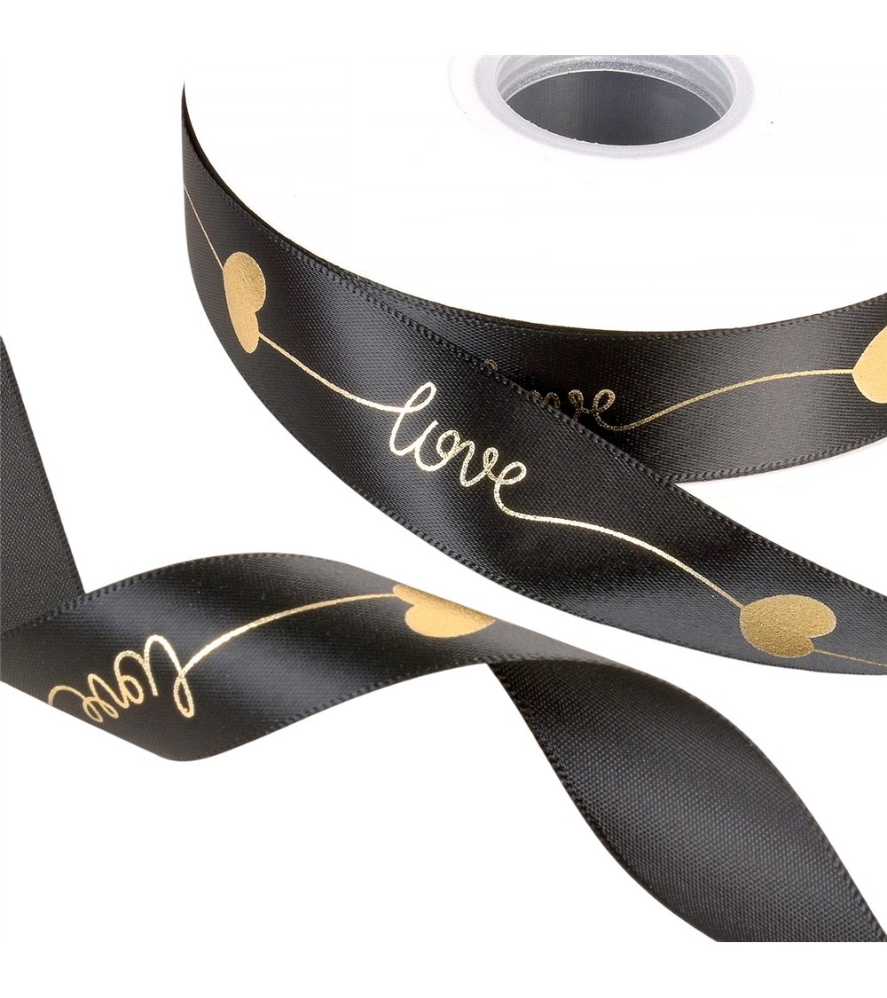 Bobine 45m ruban "love" 25mm noir
