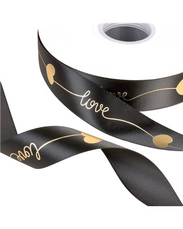 Bobine 45m ruban "love" 25mm noir