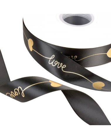 Carrete 45m cinta "love" 25mm negro