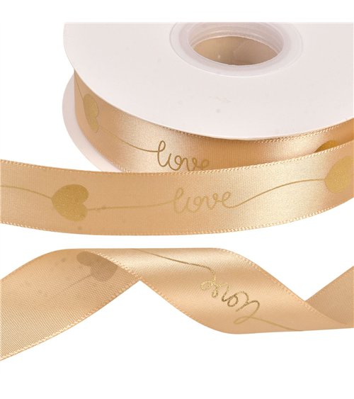 Bobine 45m ruban "love" 25mm or