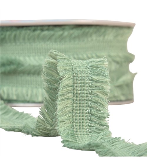 Double frange 29mm vert kaki clair au mètre