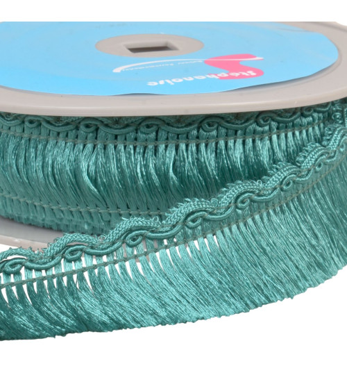 Fringe with scalloped braid 34mm khaki green per meter