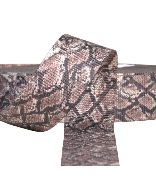 Correa de piel de serpiente 38mm marrón chocolate por metro