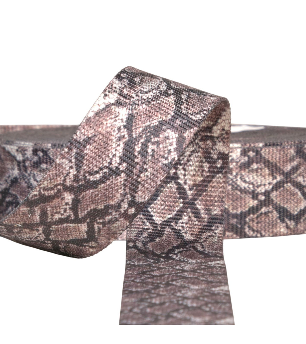 Correa de piel de serpiente 38mm marrón chocolate por metro