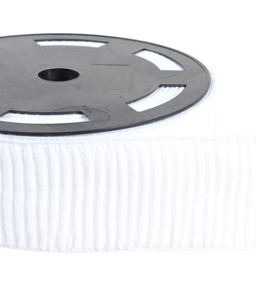 Elastischer Baumwollrock, 70 mm, weiß, pro Meter