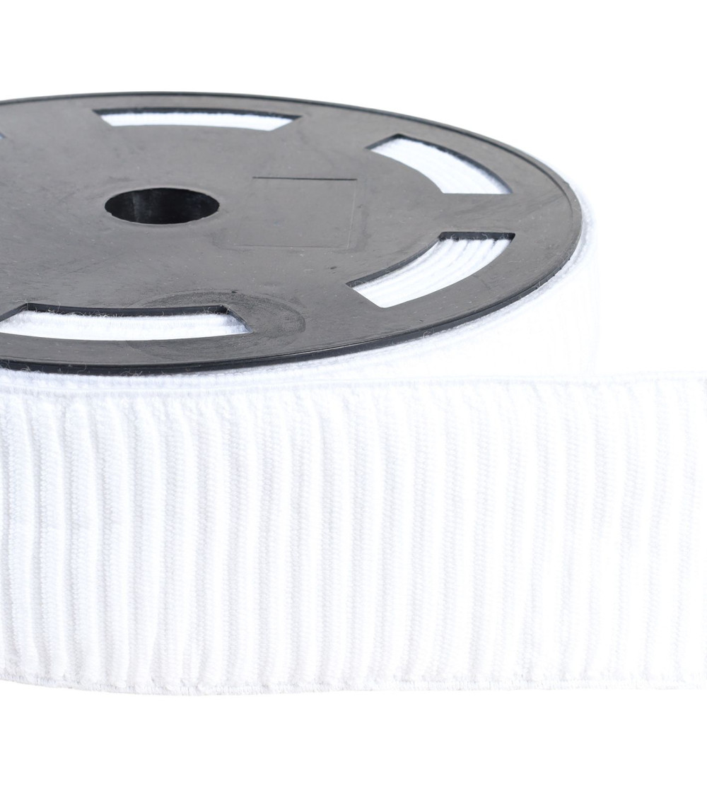 Elastischer Baumwollrock, 70 mm, weiß, pro Meter